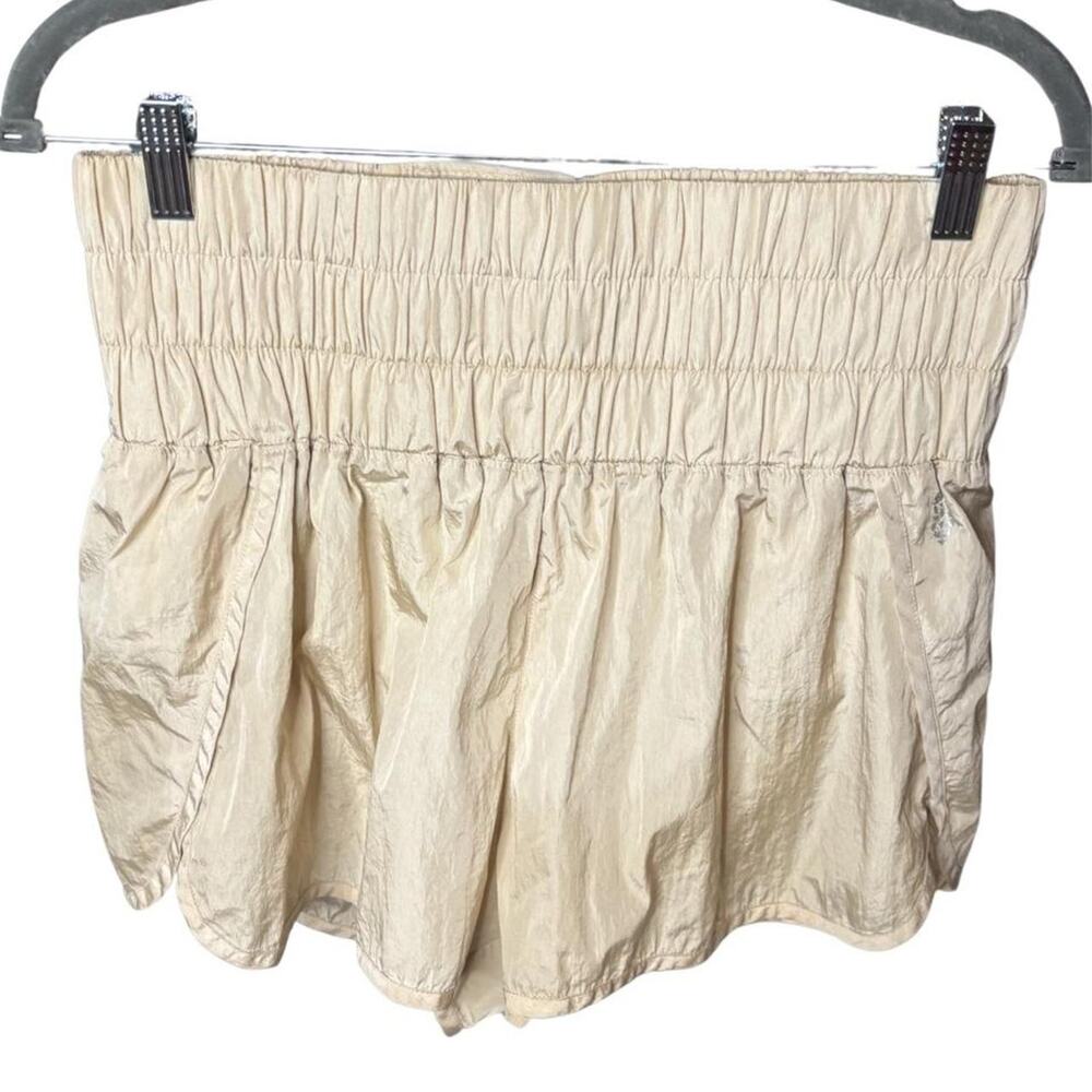 FP Movement The Way Home Shorts Beige Tan Size Large Smocked High Rise